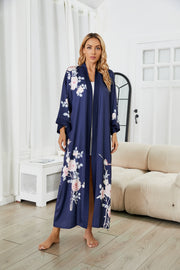 Women's white satin kimono robe - 4