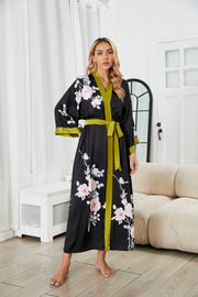 Women's white satin kimono robe - 5