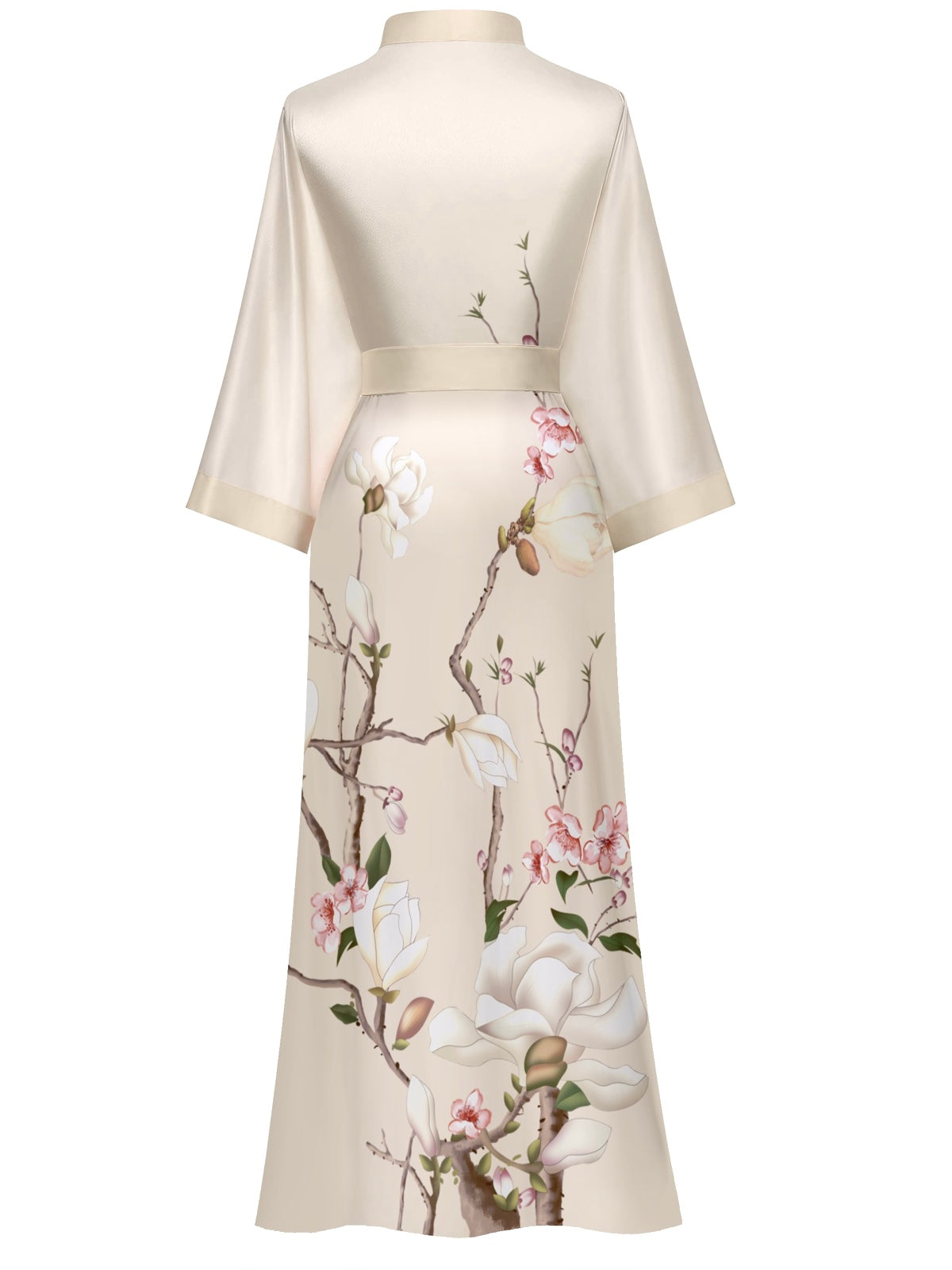 Women's white satin kimono robe - 11