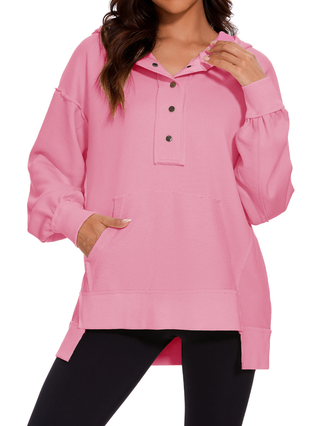 Womens LWomens Long Sleeve Hoodies Button Down Pullover Oversized Sweatshirtsong Sleeve Hoodies Button Down Pullover Oversized Sweatshirts
