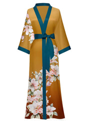 Women's white satin kimono robe - 20