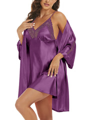 Women's satin robe and cami set - 11