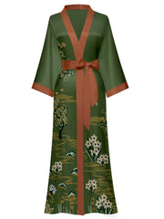 Women's white floral print kimono robe - 21