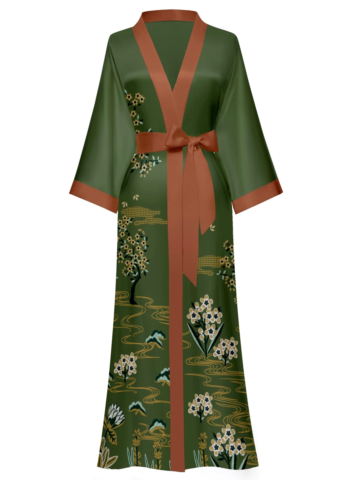 Women's white floral print kimono robe - 21