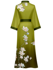 Women's white satin kimono robe - 18