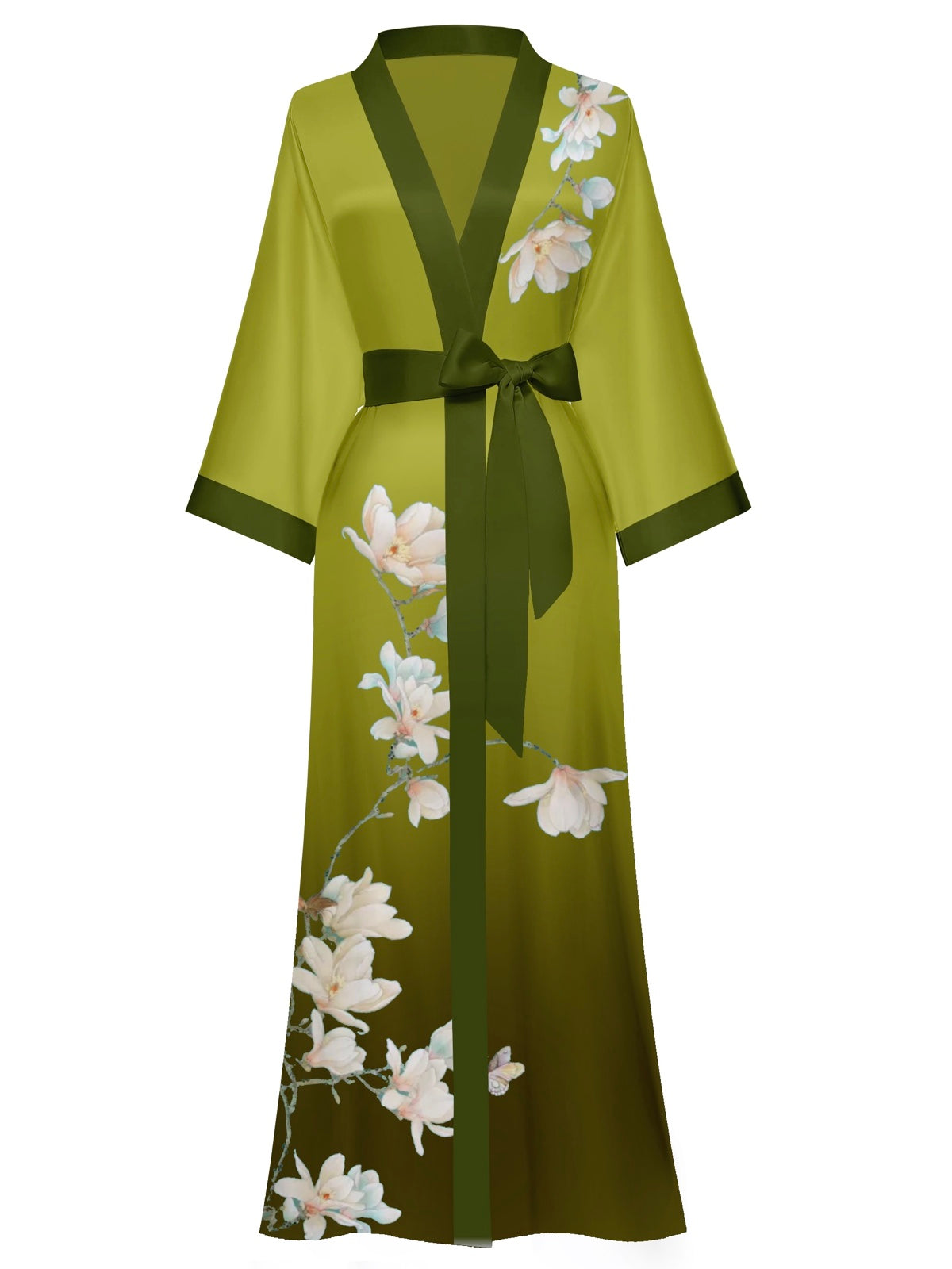Women's white satin kimono robe - 19
