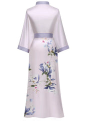 Women's white satin kimono robe - 13