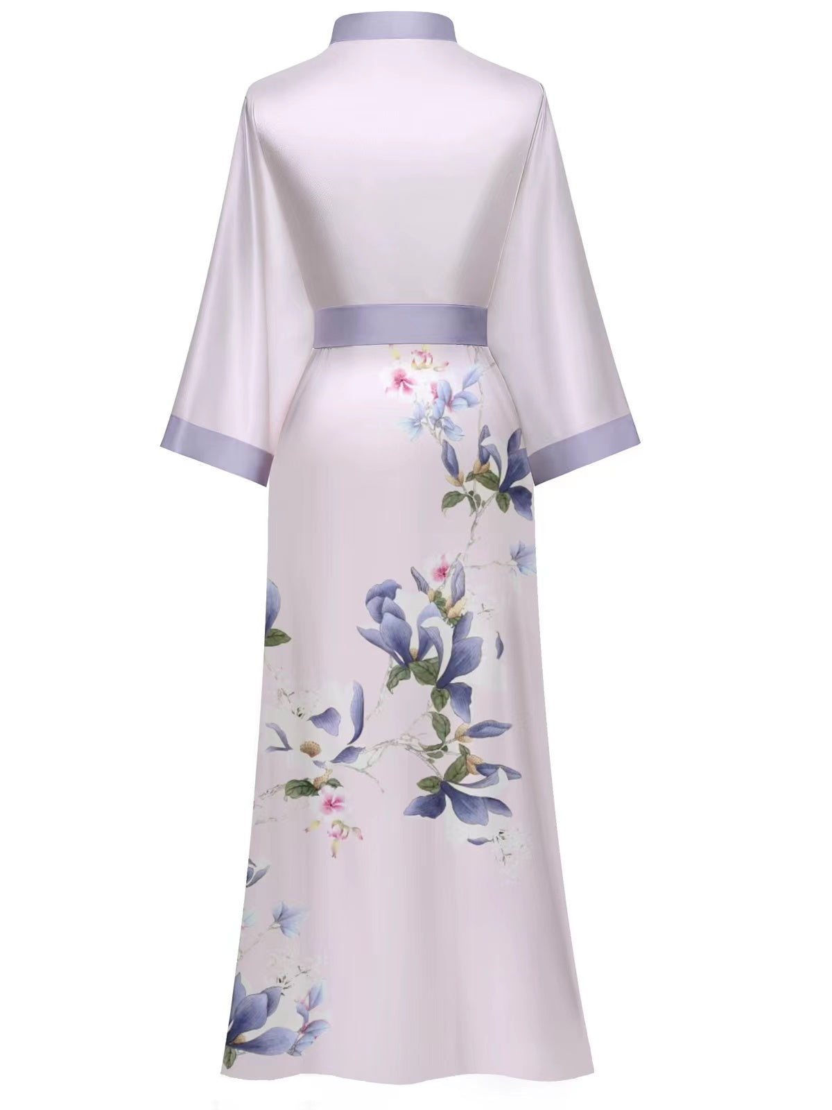 Women's white satin kimono robe - 13