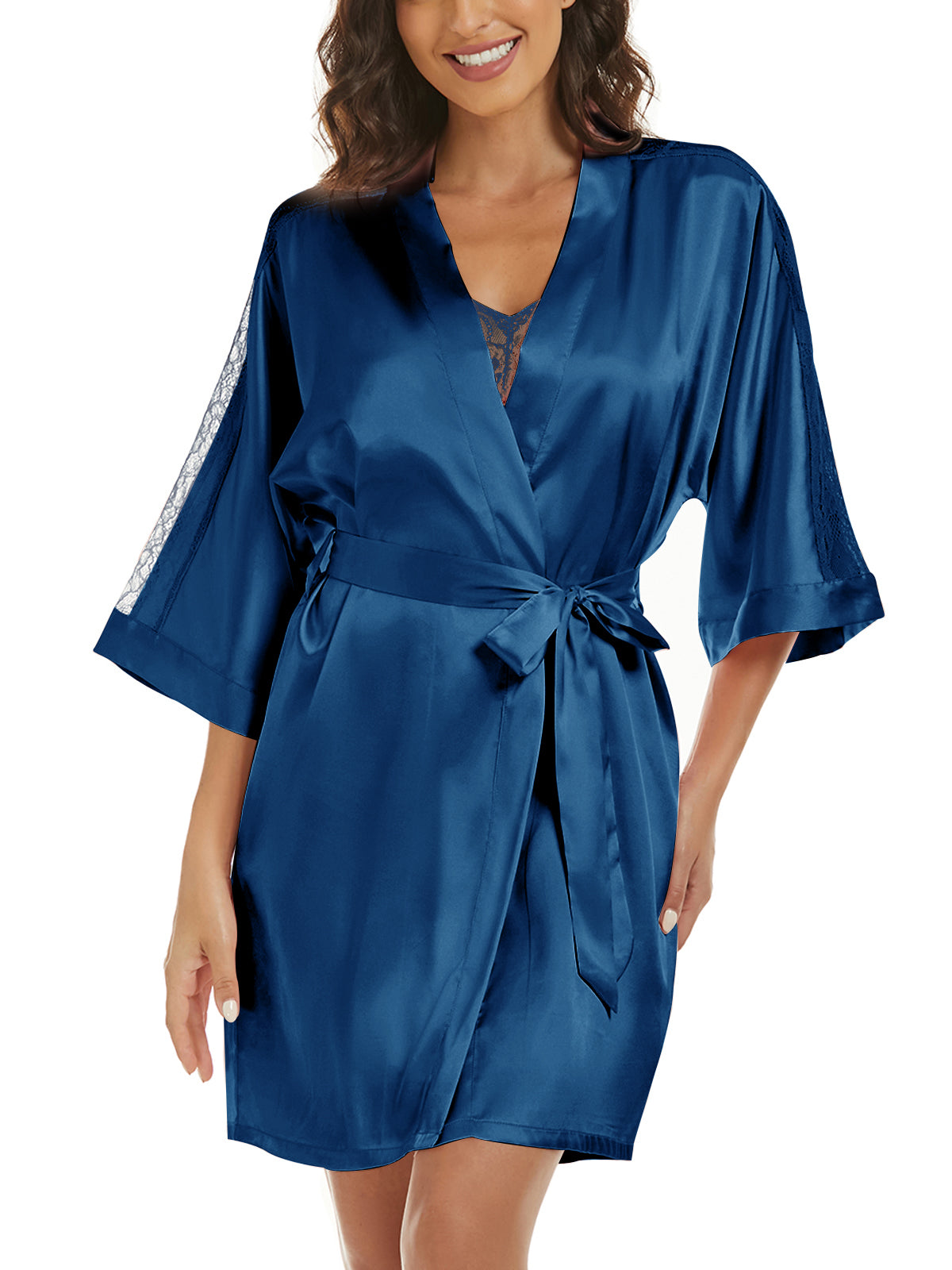 Women's satin robe and cami set - 8