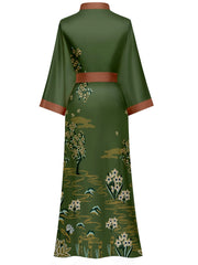Women's white floral print kimono robe - 22