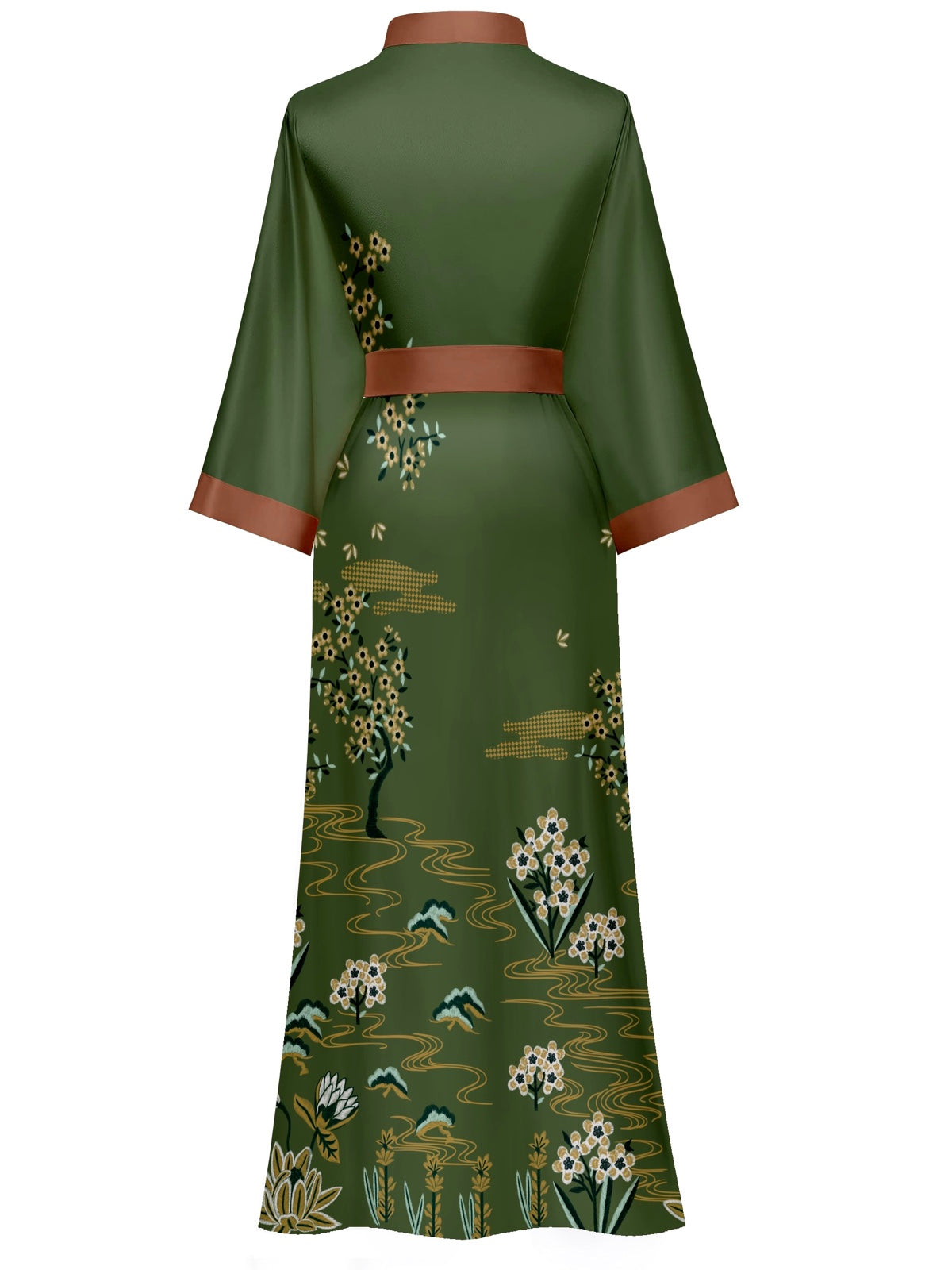 Women's white floral print kimono robe - 22