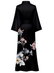Women's white floral print kimono robe - 20
