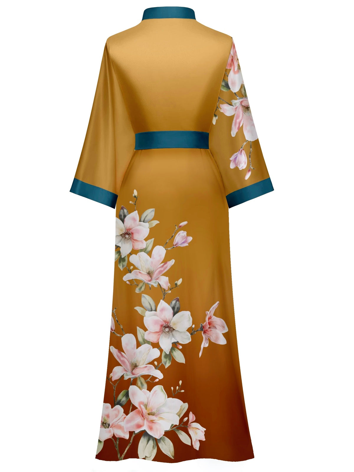 Women's white satin kimono robe - 21