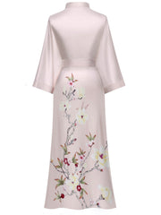 Women's white floral print kimono robe - 12