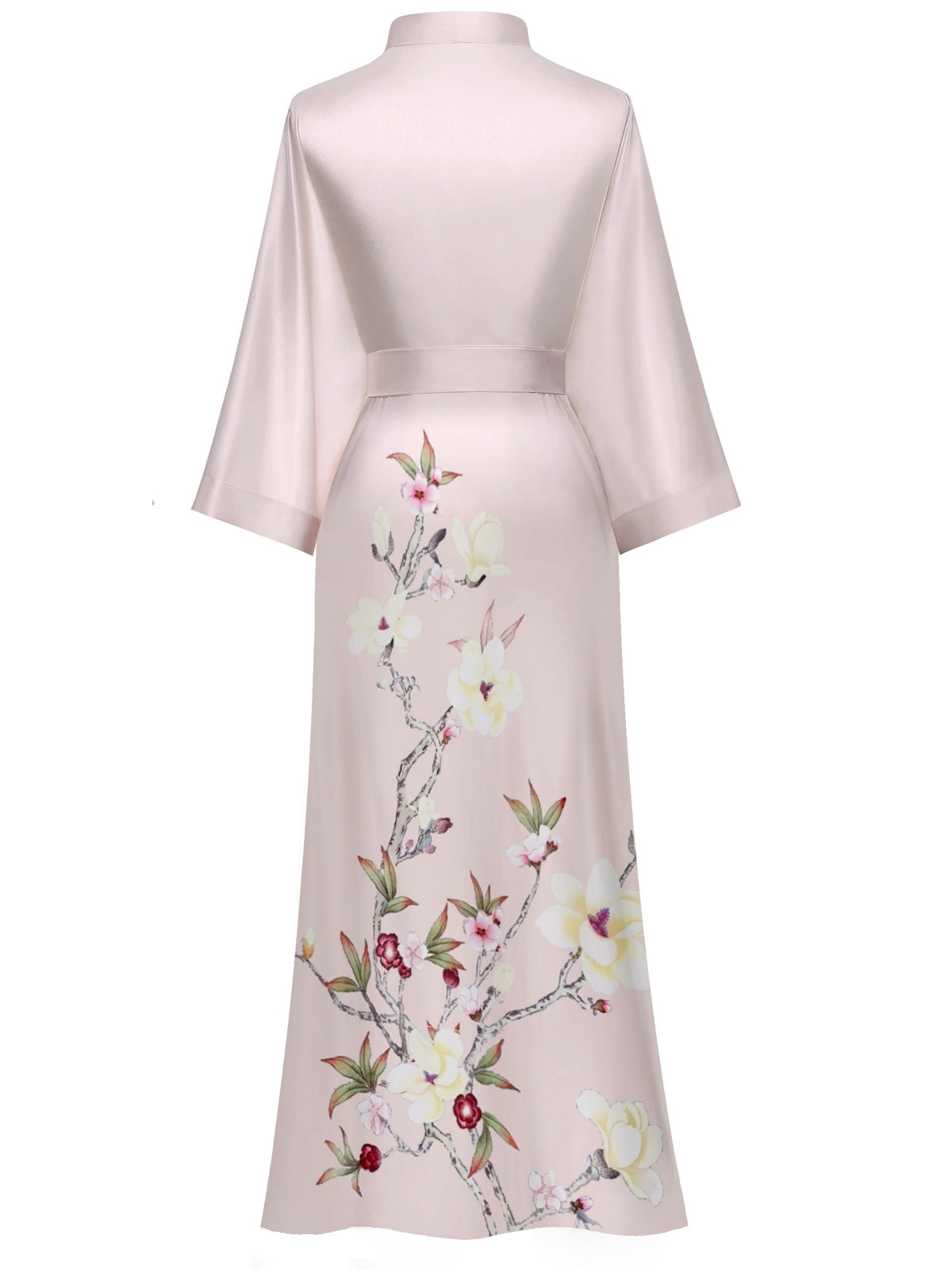 Women's white floral print kimono robe - 12