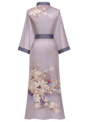 Women's white floral print kimono robe - 16