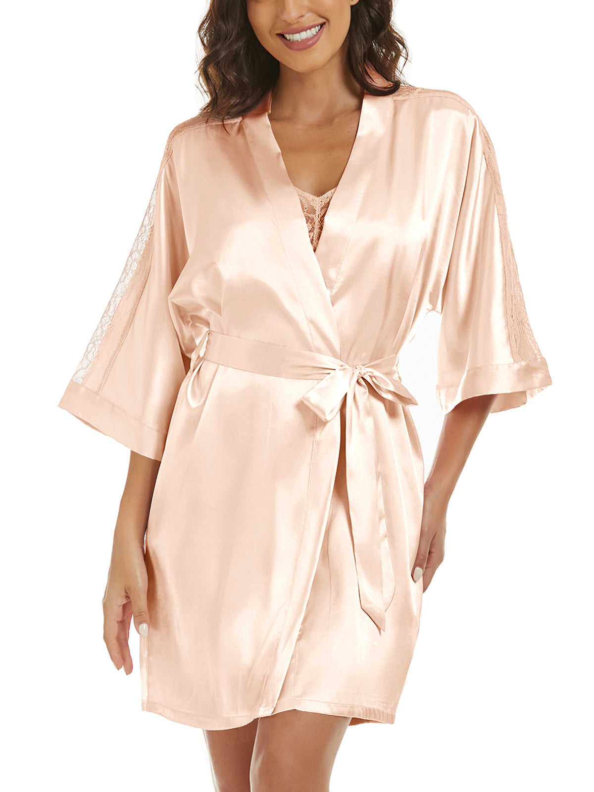 Women's satin robe and cami set - 4