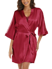Women's satin robe and cami set - 16