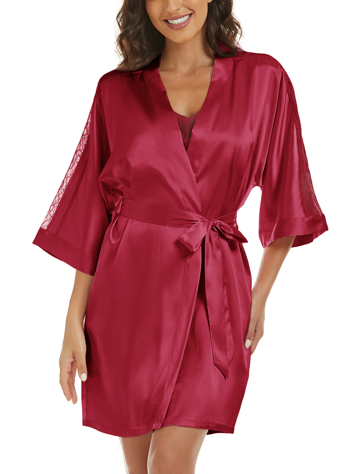 Women's satin robe and cami set - 16