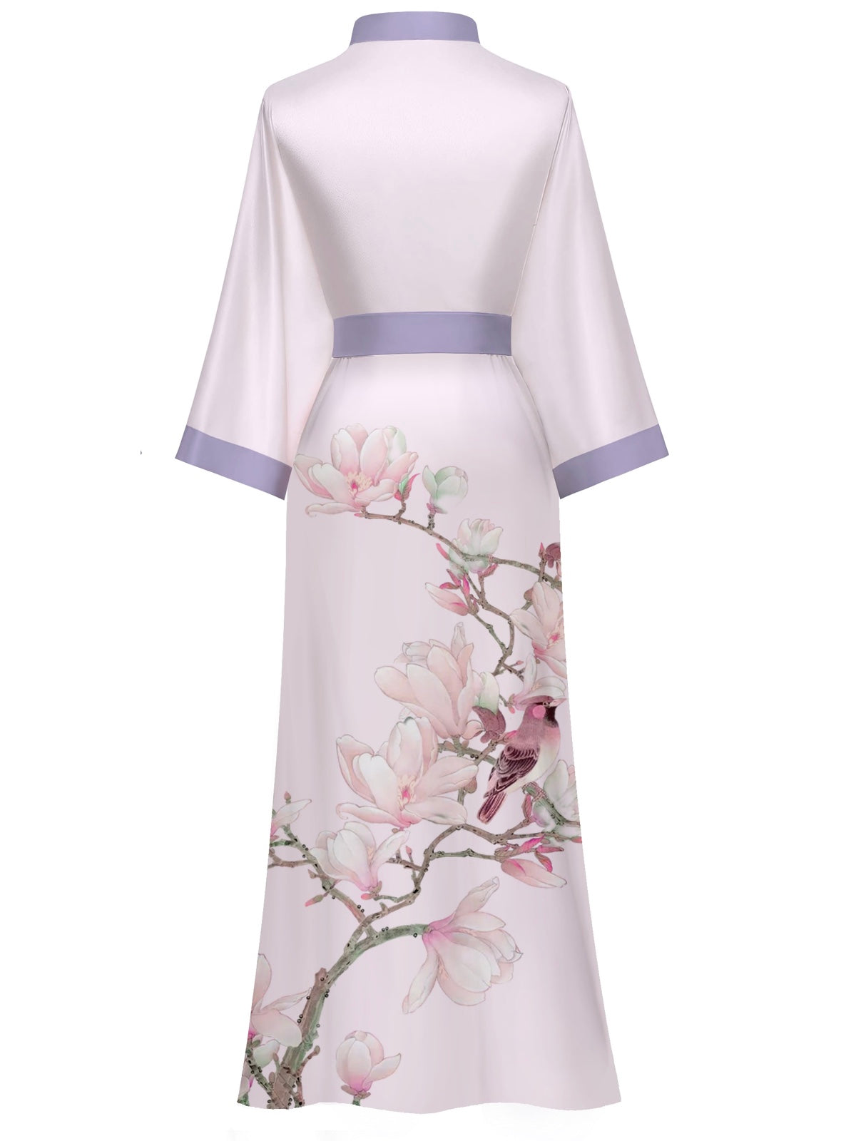 Women's blue floral satin kimono robe - 20