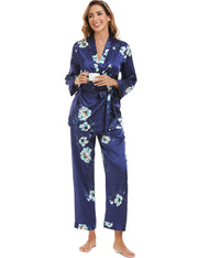 Women's three-piece satin cami pajama set - 9