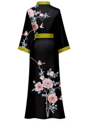 Women's white satin kimono robe - 16