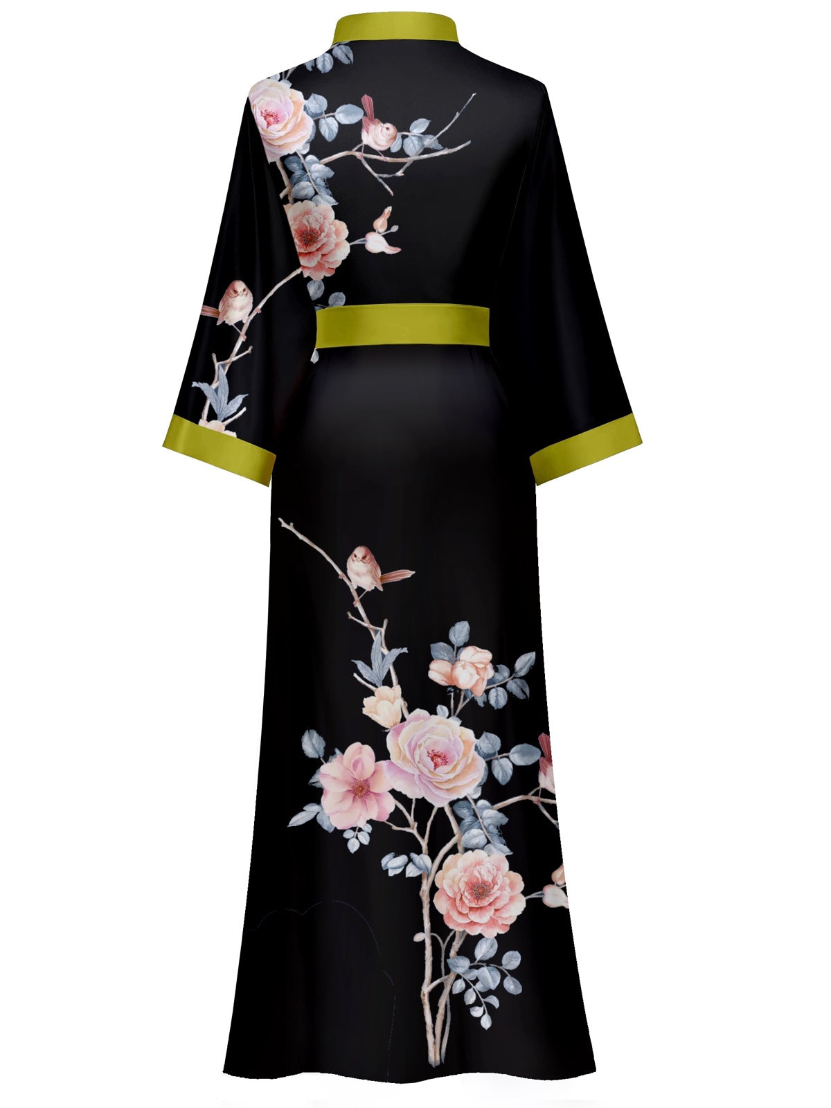 Women's white satin kimono robe - 16