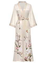 Women's white satin kimono robe - 10