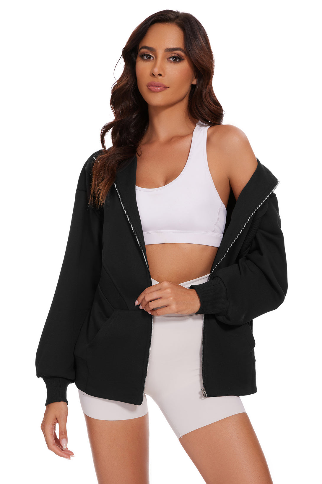 Zip Up Hoodies Oversized Long Sleeve Sweatshirt