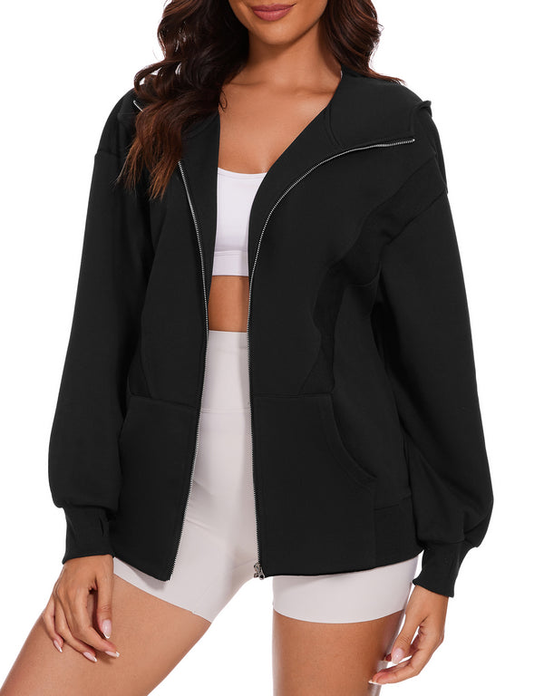 Zip Up Hoodies Oversized Long Sleeve Sweatshirt