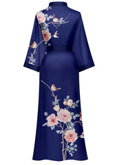 Women's white satin kimono robe - 17