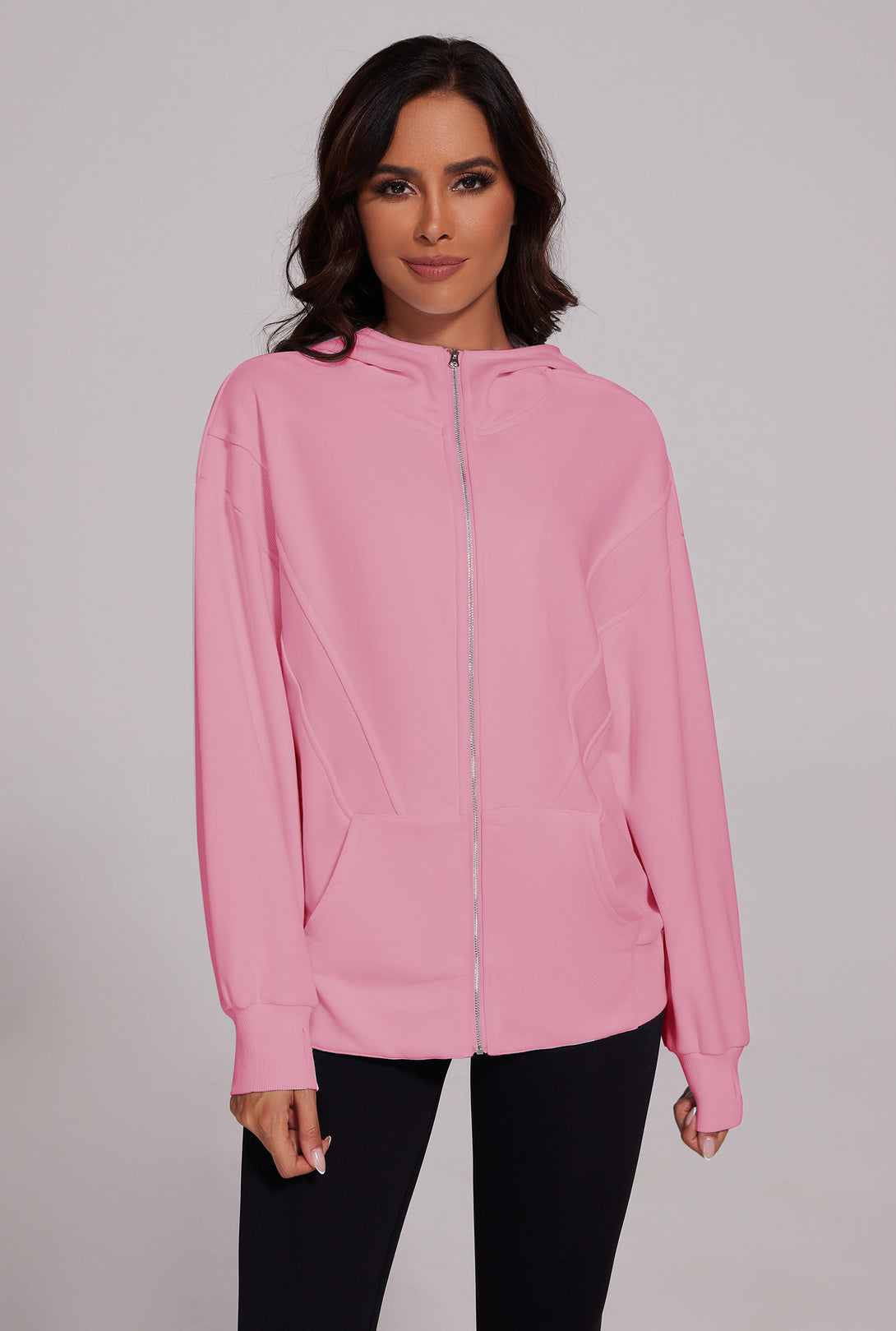 Zip Up Hoodies Oversized Long Sleeve Sweatshirt