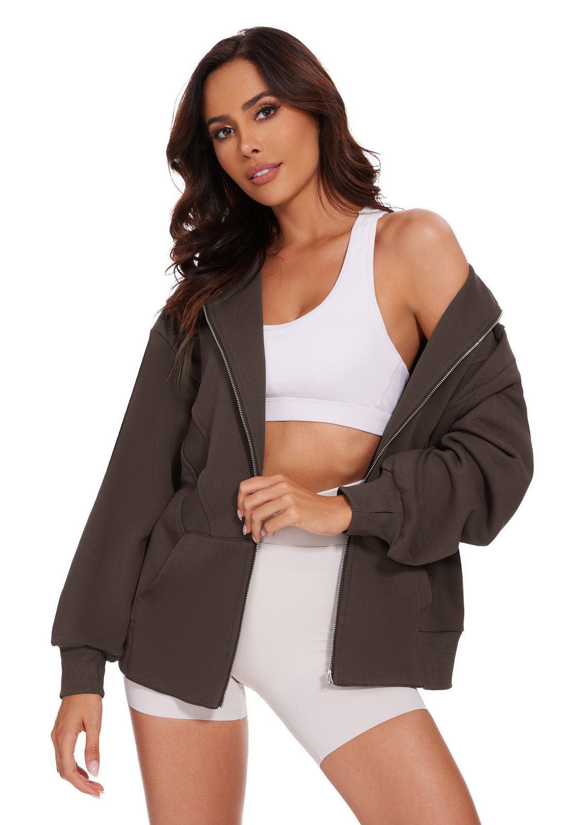 Zip Up Hoodies Oversized Long Sleeve Sweatshirt