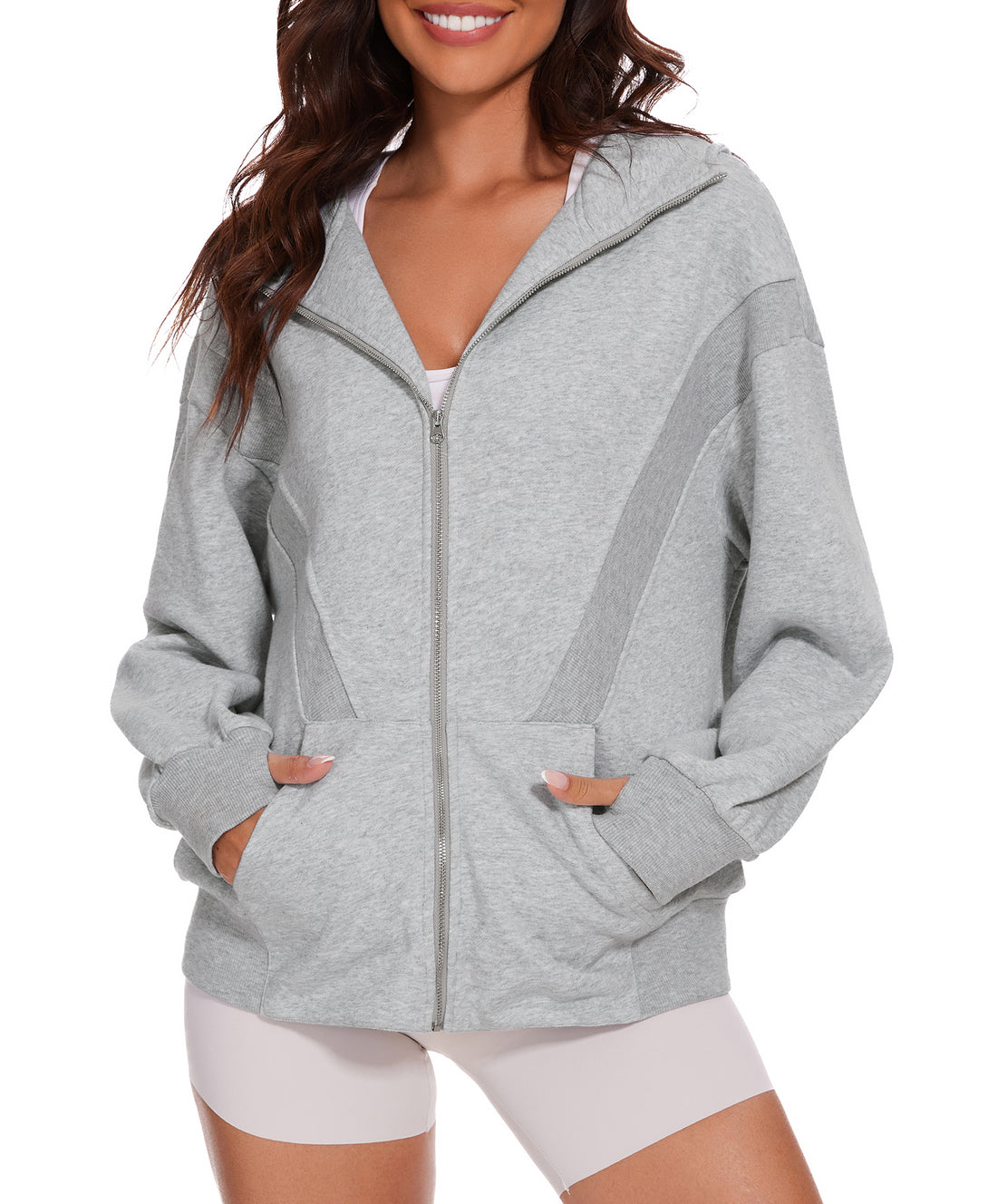 Zip Up Hoodies Oversized Long Sleeve Sweatshirt