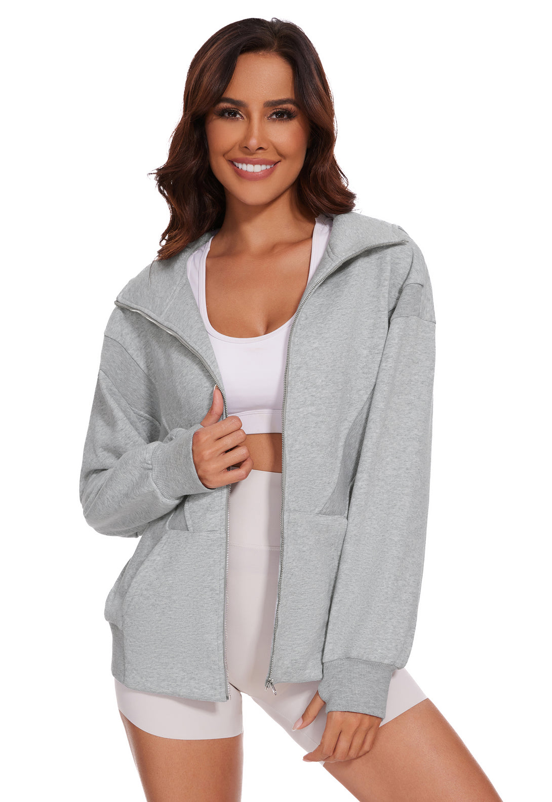 Zip Up Hoodies Oversized Long Sleeve Sweatshirt