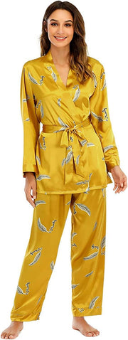 Women's three-piece satin cami pajama set - 12