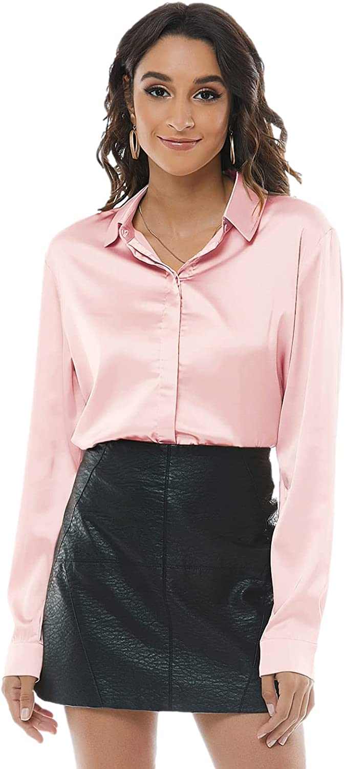 Women's satin button-up work blouse - 3