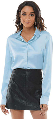 Women's satin button-up work blouse - 8