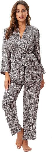 Women's three-piece satin cami pajama set - 8
