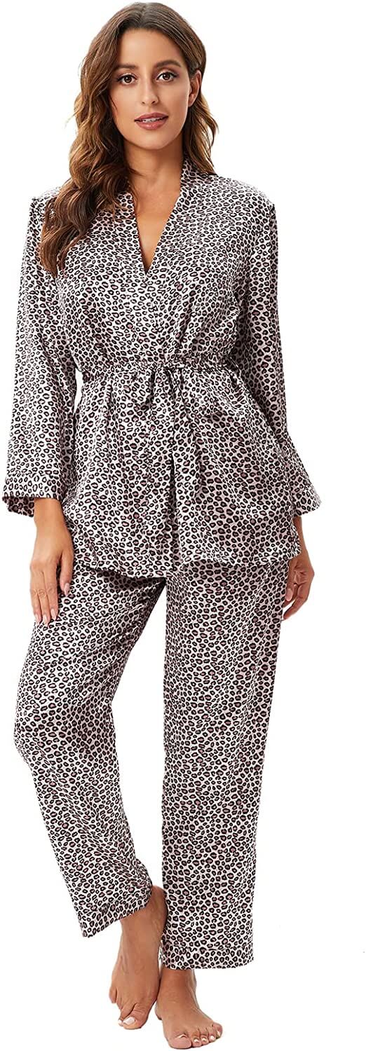 Women's three-piece satin cami pajama set - 8